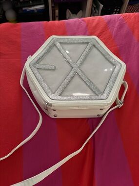 EXO Hexagon Crossbody Bag with Silver Glitter Trim